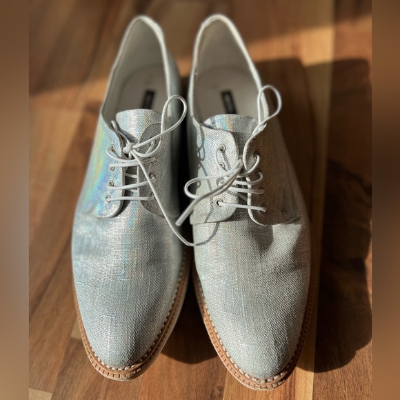 Miista Silver Metallic Oxford Shoes - Picture 3 of 9
